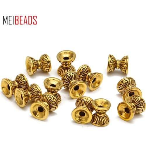 Meibeads 50pcs/lot Fashion Retro Double Lotus 8*8/6*6 Bead Caps for Necklaces Bracelets Findings DIY Jewelry Accessories UF5414