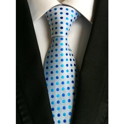 Fashion Men Polka Dots Neck Ties Blue Spots Designers Necktie