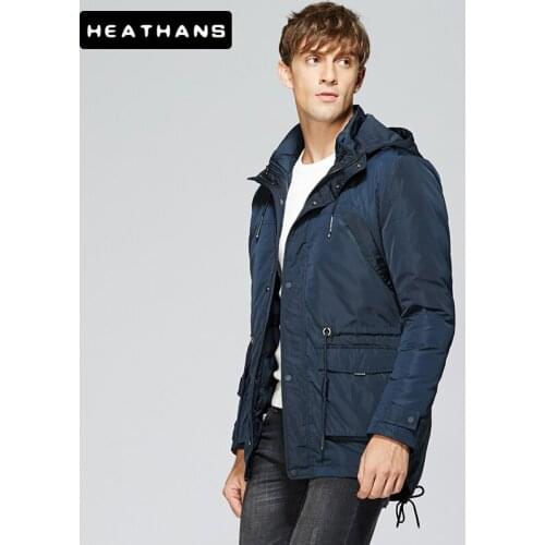 Mens Jackets Mid Length Two Piece Parkas Windbreaker For Male Liner Detachable Hooded Parkas Jacket Men Solid Color Windbreaker