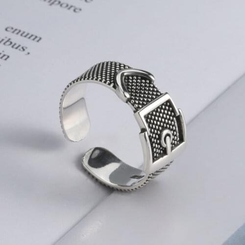 Retro alloy belt buckle open ring punk personality belt buckle mens ring