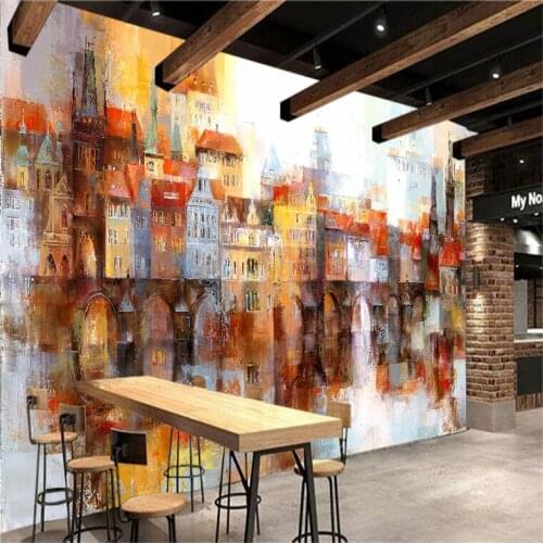 Custom 3D Wall Mural Photo Wallpaper Oil Painting of Color Building Contact Paper For Living Room TV Sofa Backdrop