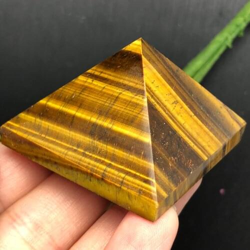 Natural tiger eye crystal mineral quartz carved pyramid chakras stone carvings healing reiki decoration