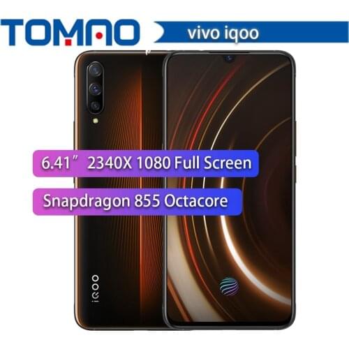 Original vivo iQOO Mobile Phone 6GB 128GB 6.41" Snapdragon 855 Octa Core 3Cameras 12MP+13MP+2MP Android 9 4000mAh NFC Smartphone