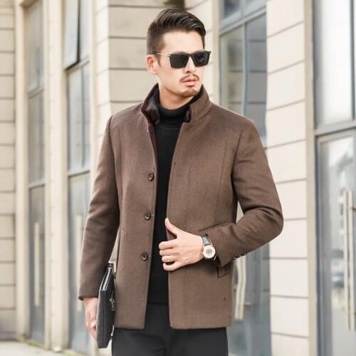 Autumn and winter new fashion business casual Slim collar wool coat/Mens long cotton collar collar trench coat jackets