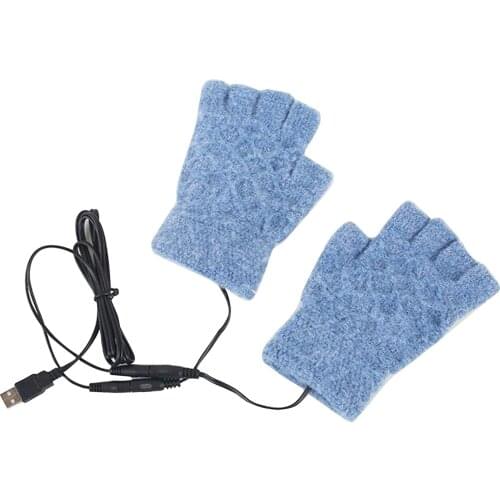 Electric USB heated Gloves Winter Thermal half-finger elasticity cover rechargeable For outdoor bike cycling indoor office
