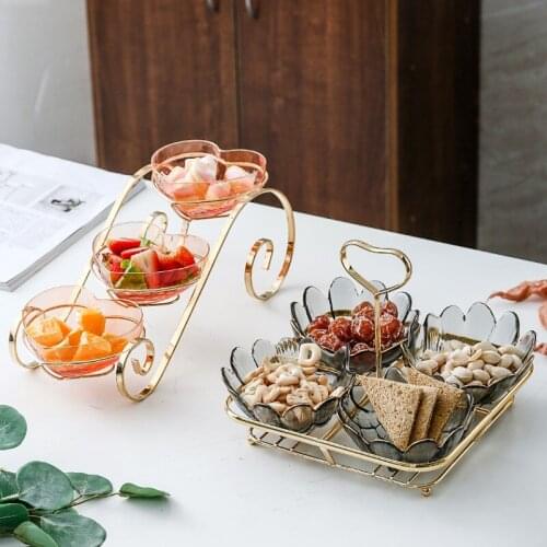 Nordic crystal glass dried fruit tray creative modern light luxury style high-value multi-frame fruit salad dessert dessert bowl
