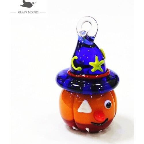 Hanging Mini Cartoon Witch Image Pumpkin Figurine Pendant Cute Creative Glass Craft Ornaments Halloween Party Decor Accessories