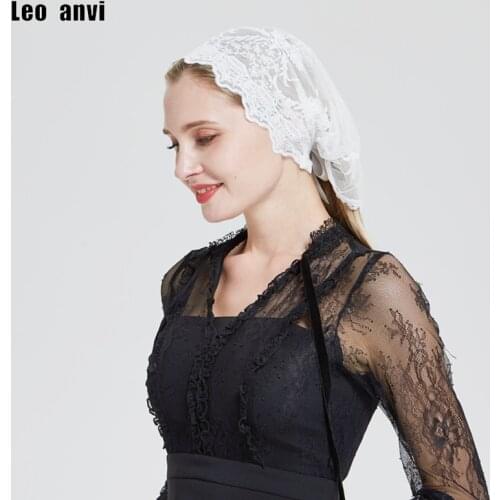 Leo anvi Lace Headband of Flower Embroidered Headwrap Yoga Headcovering hair prayer Church Veil Wedding Bandana Vintage headband