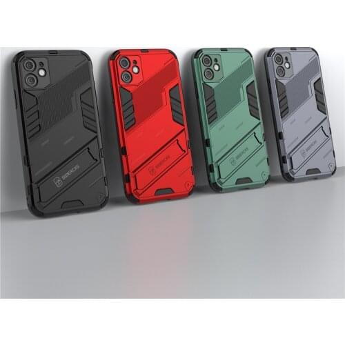 For iPhone 11 Pro MAX 12 Mini XR XS MAX Case Shockproof Bumper Robot Holder Stand Armor Phone Cover For iPhone 7 8 Plus 6s 7