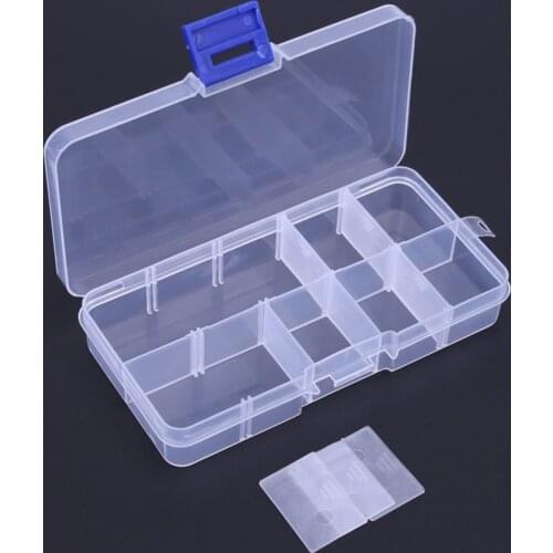 10 Grids Compartments Plastic Transparent Organizer Jewel Bead Case Jewelry Pill Container Diamond Painting Rhinestone Storage