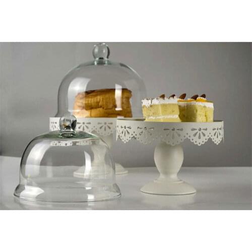 Luxury creative metal cake stand white iron metal cake tools tray cover white wedding/home table decoration bakeware Kitchen