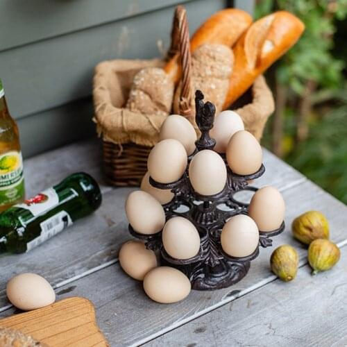 Rustic Cast Iron Eggs Holder Vintage Iron Party Egg Dispenser Space Saving Garden Decor Display Eggs Rack Photography Props