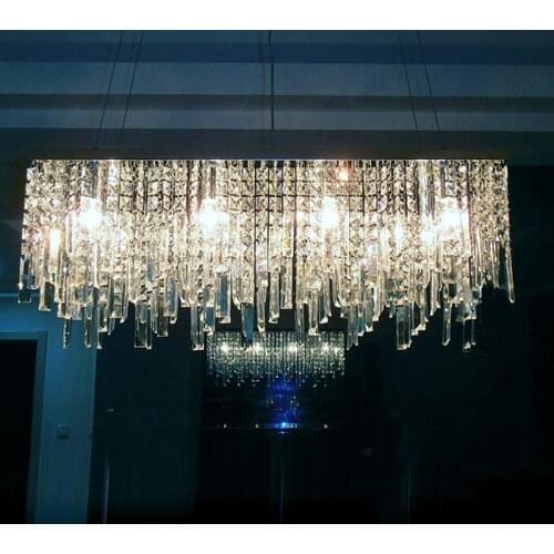 Modern Chinese simple fashion creative rectangular K9 crystal LED chandelier bar restaurant lighting Ceiling Lamp LED Fixture