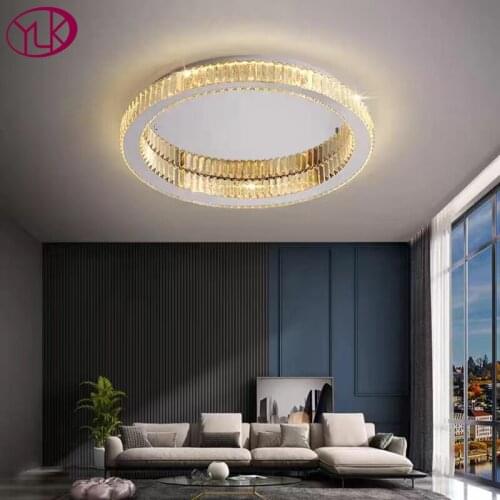 Modern led crystal chandelier for ceiling living dining room crystal lamp cricle stainless steel cristal lustre lighting fixture