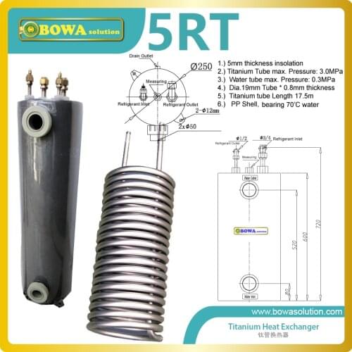 5RT Titanium heat exchanger tubing eliminates all corrosions and maximize heat transfer efficiency, never corrode or wear out