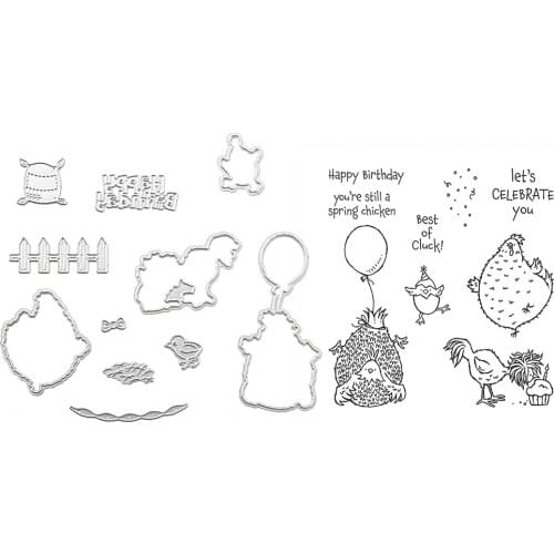 Chick Egg Happy Birthday Cutting Dies Embossing Stencil Paper Card Transparent Silicone Clear Seal Stamps for DIY Scrapbooking