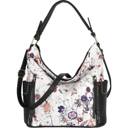 New Arrival Woman Floral Printed Tote Lady Elegant Shoulder Bag Messenger Bag with Adjustable Long Strap 5 color option