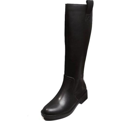 Y44 Womens Winter Boots Women Shoes Round Toe knee-high Zip Square Heel Platform Martin Military Casual Classics