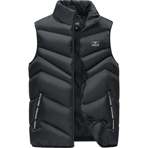 Army green Men Autumn New Thick Sleeveless Vest Jacket WaistCoat Men Winter Fashion Casual Warm Cotton-Padded Vests Waistcoat