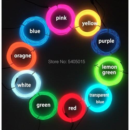 1Meter x 10pcs Diameter 2.3mm EL Wire Luminous Led Strip Holiday DIY Decoratio Dance Party Costume Glow Party Supplies Brand New