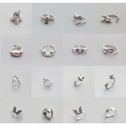 1PC Metal Frog Eagle Cross Ring For Women Men Vintage Punk Cute Fox Rabbit Butterfly Lizard Animals Open Finger Ring Jewelry