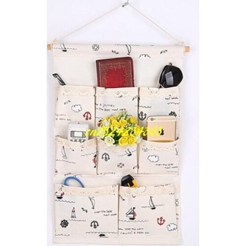 20pcs/lot 34*48cm Wall Hanging Storage Bag Pockets Cotton Fabric Closet Organizer Sundries Storage Pocket Home Decor Hanging Bag