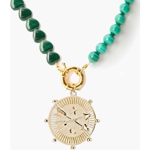 2020 jewelry wholesale hypso paris colliers green Malachite lapis beads natural stone heart pendant necklace women bijoux gifts