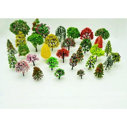 30PCS 3-10cm Model Tree ABS Architecture Plastic Finished Product Sandtable Building With Beautiful Mix Color In Random