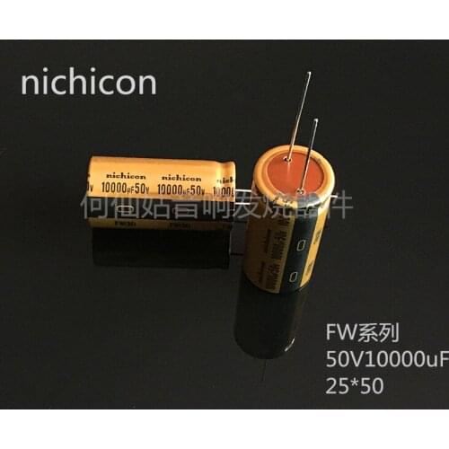 5pcs/10pcs NICHICON audio capacitor 50v 10000uf FW 25*50 audio super capacitor electrolytic capacitors free shipping