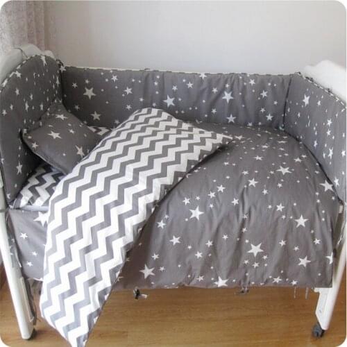 6/9PCS Wave Stars Cotton Baby Crib Protector kids bedroom decor Cartoon Cot Bumper Duvet Sheet ,120*60/120*70cm