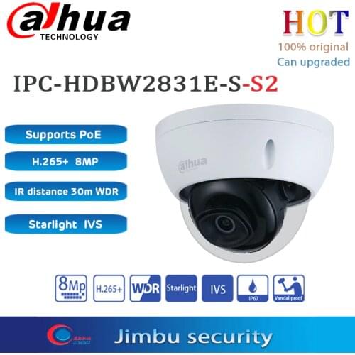 Dahua 8MP 4K POE Mini Dome IP Camera IPC-HDBW2831E-S S2 Waterproof starlight IR30M IP67 Built-in IR IVS H.265
