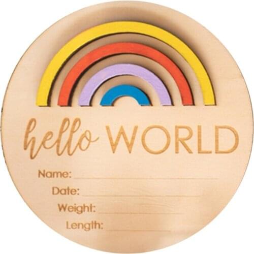 Wooden Rainbow Milestone Cards Growth Commemorate Baby Birth Monthly Recording Card for Newborn Infants