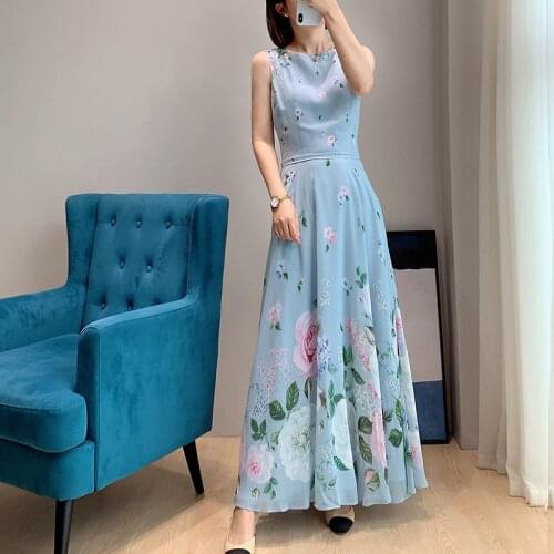 Elegant Fashion Floral Print Midi Sleeveless Dress UK Colleciton UK8-16