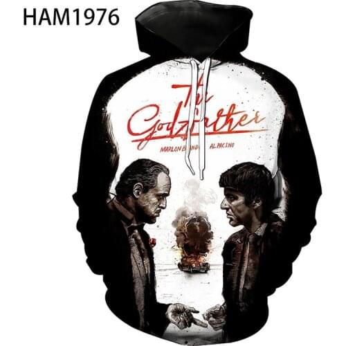 European and American Fashion Hoodie Mens and Womens Childrens Pullover 3D Printing Film Godfather Casual Cool Sportswear