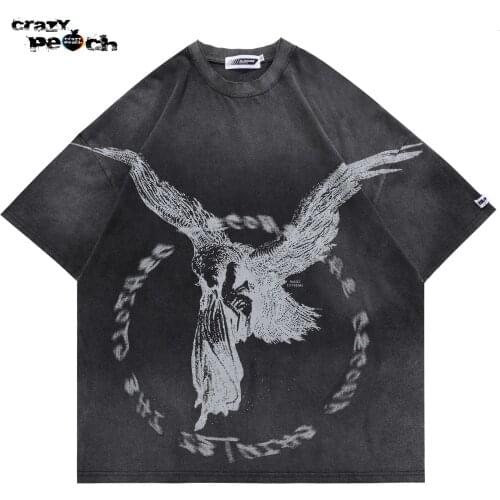 Unisex Y2K Gothic Anime Vintage Washed Mens Streetwear Shirts Summer Retro Shirt Oversized T Shirt Harajuku Men Graphic T Shirts