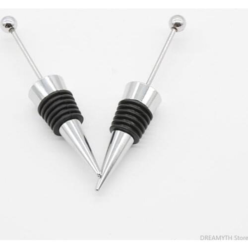 Gadget Add a bead Jewelry Rhinestone Lampwork Decorative Beaded Wine Bottle Stopper Zinc Alloy Silver Beadable Bottle Stopper