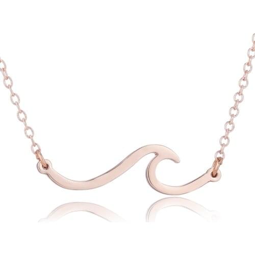 Hfarich Collares De Moda 2021 Dainty Boho Women Rose Gold Color Sea Wave Statement Pendants Necklaces For Women Girls Collier