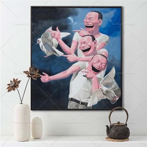 Happy Three Painting Man People Handpainted Oil Painting On Canvas Painting Wall Art Wall Pictures For Living Room Home Decor