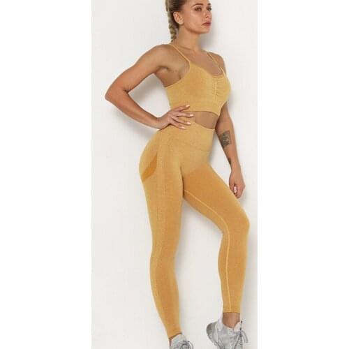 Seamless Yoga Suit Female Running Training Workout Outfit Sportswear 2 Pieces Leggings Set Sports Bra Womens Gym Sport Set