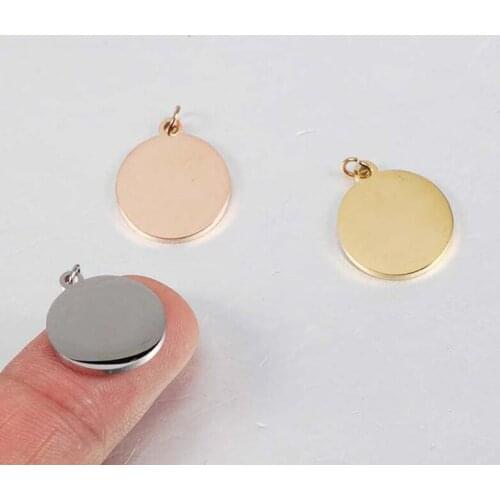 20pcs/Lot Stainless Steel Mirror Polish 15mm Round Charms Blanks DIY Tag Pendants for Making Necklace Bracelet