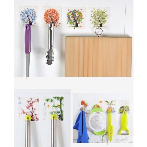 Many designs Nano-Glue Strong Transparent Suction Cup Hook cute colorful cartoon Kitchen Bathroom Hanger Hook