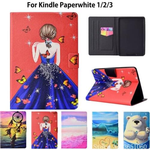 Fashion Girls Case for Amazon Kindle Paperwhite 1 2 3 2015 6th Cover for Kindle Paperwhite 6inch Funda Tablet Stand capa Shell