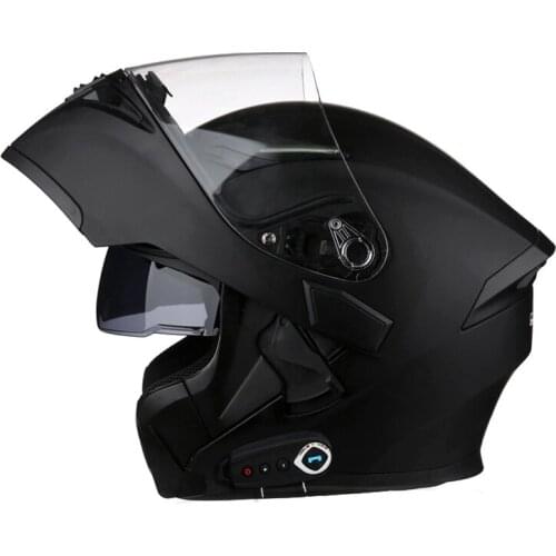 New Motorcycle Bluetooth Full Face Helmet Flip Up Visor Dual Lens Casco Moto Cool Helmet Casco Black Motorbike Helmets Modular