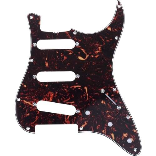 Musiclily Pro 11-Hole 62 Strat SSS Guitar Pickguard for MIJ JPN Japan Stratocaster, 4Ply Tortoise