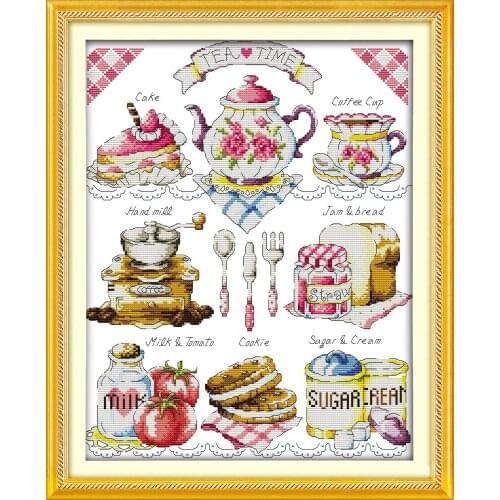 Tea time (2) cross stitch kit cartoon 14ct 11ct print canvas stitching embroidery DIY handmade needlework