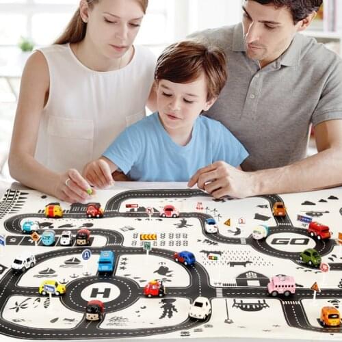 Pull-Back Vehicle Toys Set, Soft Vehicle Toy Set Cars with Play Mat, Educational Interesting Cloth Book Set, Great Gifts