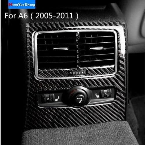 Car Interior Carbon Fiber Stickers Rear Air Condition Vent Trim Cover Decals Car Styling For Audi A6 C5 C6 2005-2011 Accessories