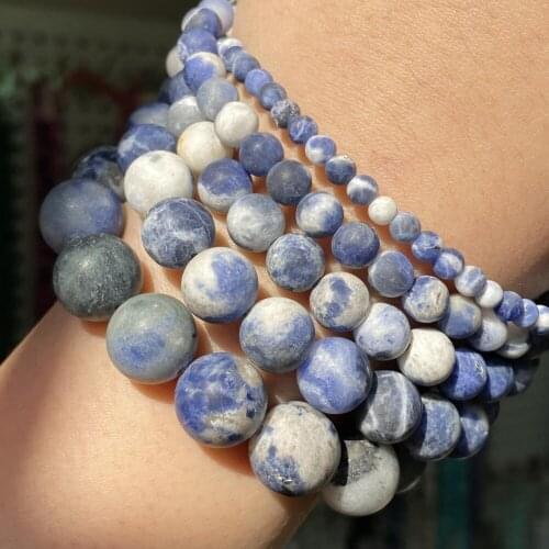 Natural Dull Polish Sodalite Stone Beads For Jewelry Making Matte Round Loose Beads Diy Bracelet Charm Accessories 4/6/8/10/12mm