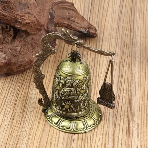 New Metal Bell Carved Dragon Buddhist Clock Good Luck Feng Shui Ornament Home Decoration Figurines