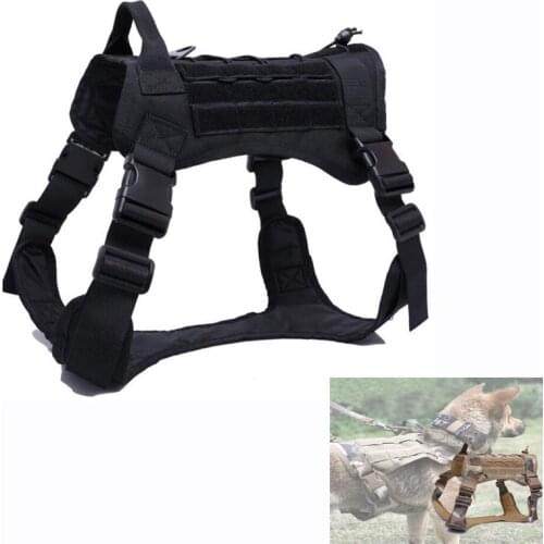 Adjustable Outdoor Training Dog Vests Tactical Dog Molle Vest Military Patrol Police Hunting Harness Clothes With Handle M-XL